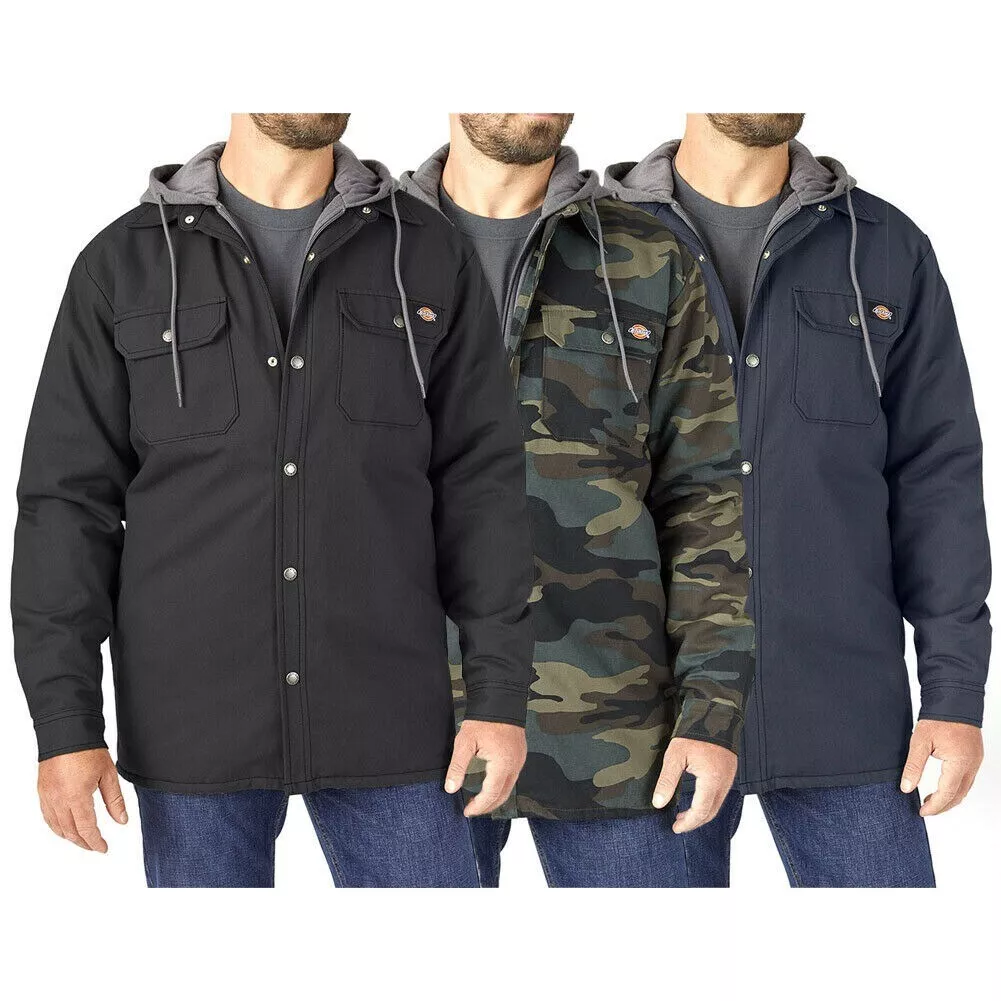 Dickies Men's Jacket Fleece Hooded Duck Shirt Coat with Hydroshield TJ213 |  eBay