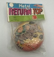 Elephant Tin Litho YO-YO Vintage Metal Return Top c. 1970's Hong Kong New