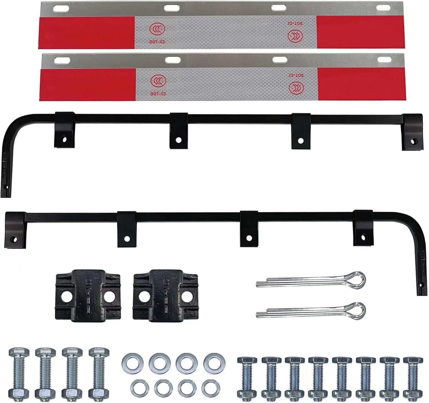 Complete Mud Flap Bracket Kit with Reflective Strips for Semi Trucks & Trailers