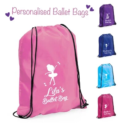 EBUYGB Ballet Bag Personalised Children's Drawstring Rucksack Kid Nylon Dance Shoes Kit