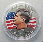 BRILLIANT UNCIRCULATED  JOHN F. KENNEDY COLORIZED  HALF DOLLAR ...#9501