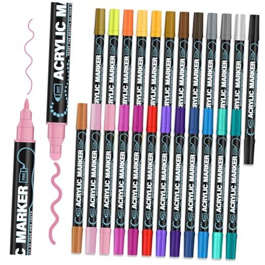 24-Color Acrylic Paint Markers with Fine & Medium Tips-image