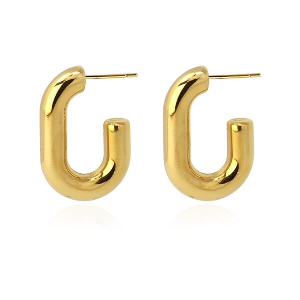 Demi-créole tubulaire dorée 30mm en acier pour oreilles sensibles sans irritation