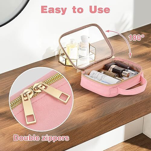 Aintmax Transparente Make-up-Tasche | TSA-geprüft & Wasserdicht | Größe M (20x15x7 Cm) | Reise-Kulturbeutel Aus PU-Leder