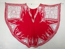 vintage silk  wool french embroidered Cape shawl embroidery needlework scarf