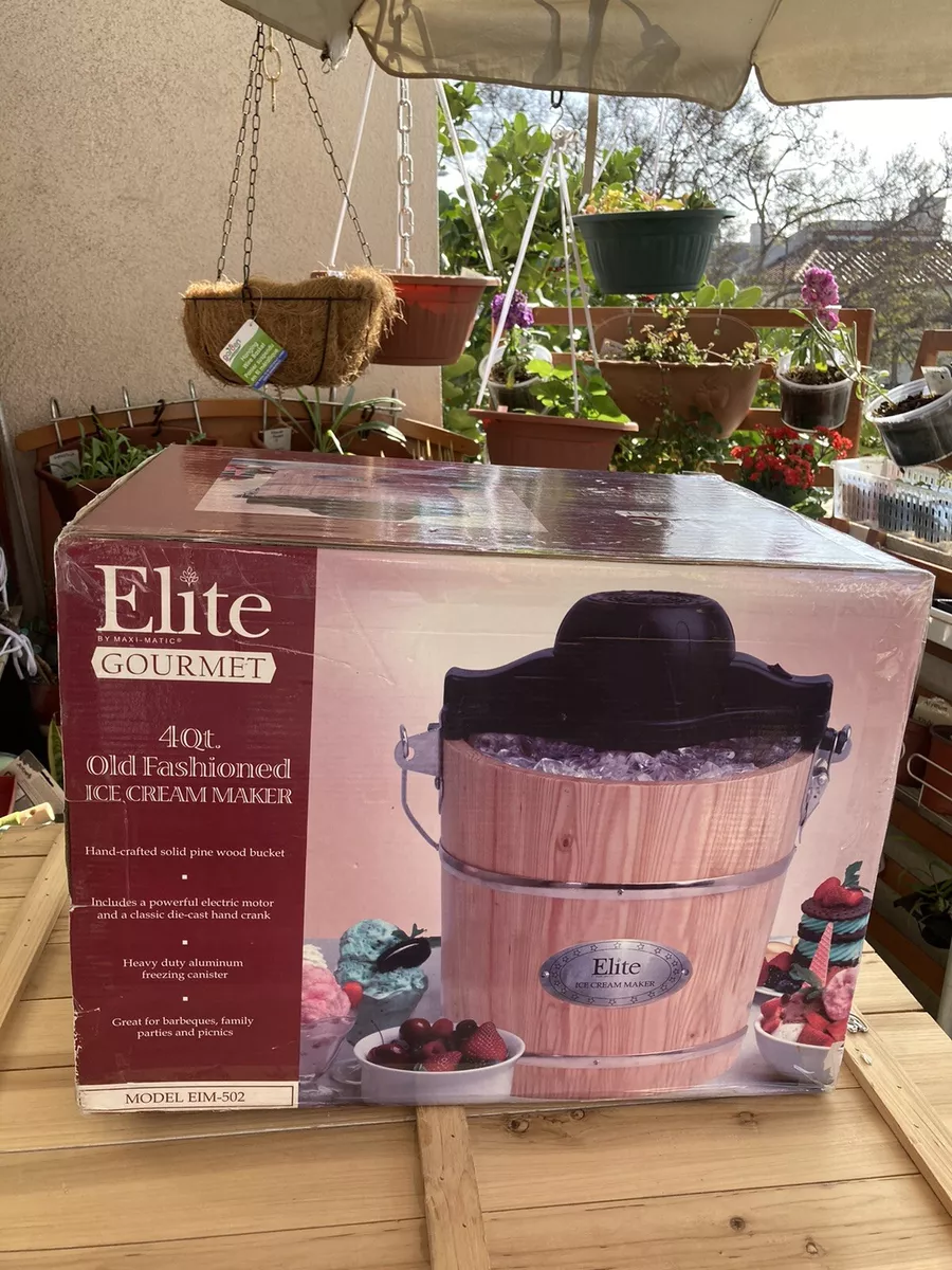 Elite Gourmet 4-Qt. Old Fashioned Pine Bucket Electric Ice Cream Maker