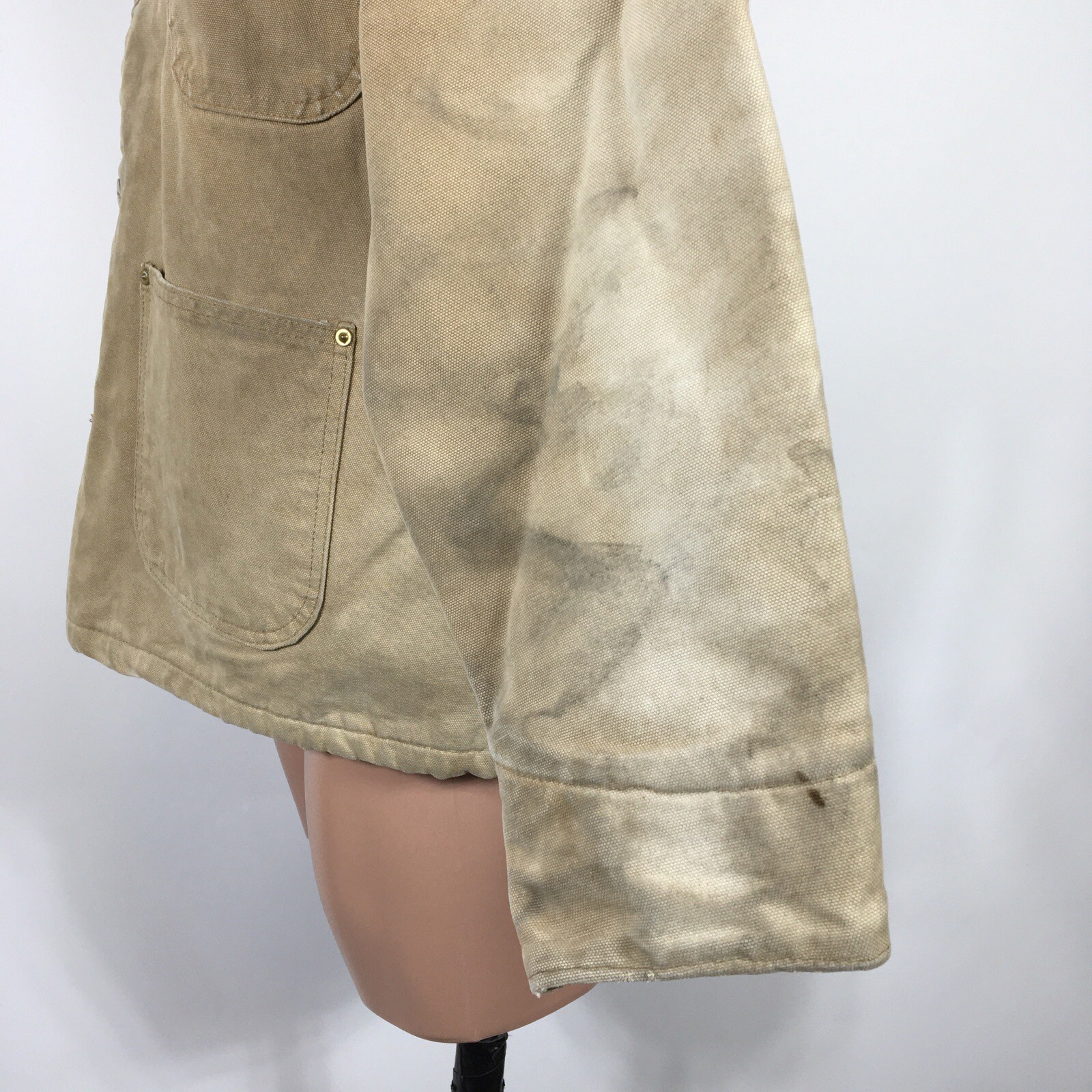 Vintage 1989 Carhartt Blanket Lined Chore Jacket 40R USA Brown Canvas UOP Saftey thumbnail 9