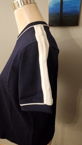 QVC NWT Sport Savvy T-shirt Stretch Jersey Scoop Neck Navy/White Small - Picture 7 of 11