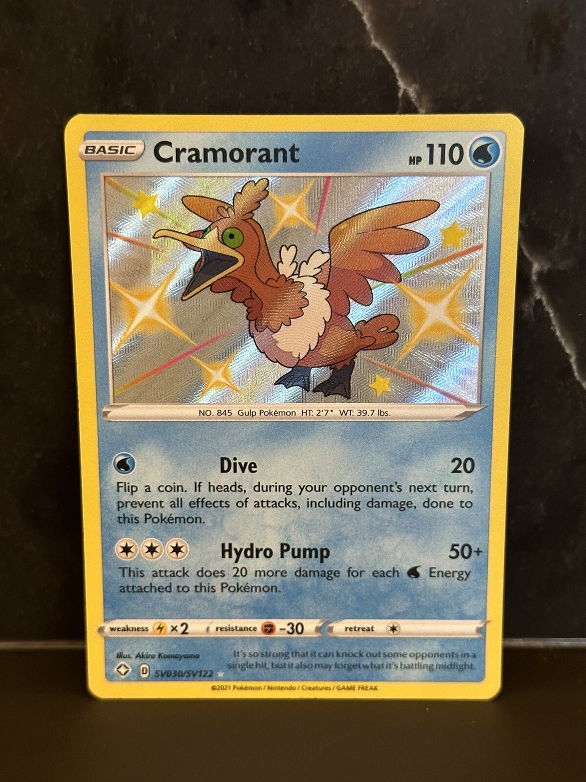 Pokémon TCG Cramorant Shining Fates SV030/SV122 Holo Shiny Holo Rare Near Mint