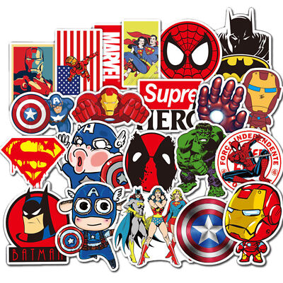 50pcs Marvel Avengers Batman Superman Spiderman Cartoon anime Superhero stickers