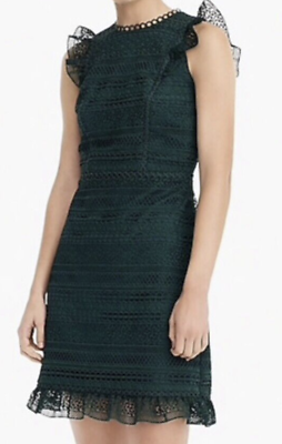 J Crew Womens Evergreen Green Cap Sleeve Ruffle Mixed Lace Sheath Dress Size 6 | eBay J Crew Womens Evergreen Green Cap Sleeve Ruffle Mixed Lace Sheath Dress Size 6 | eBay