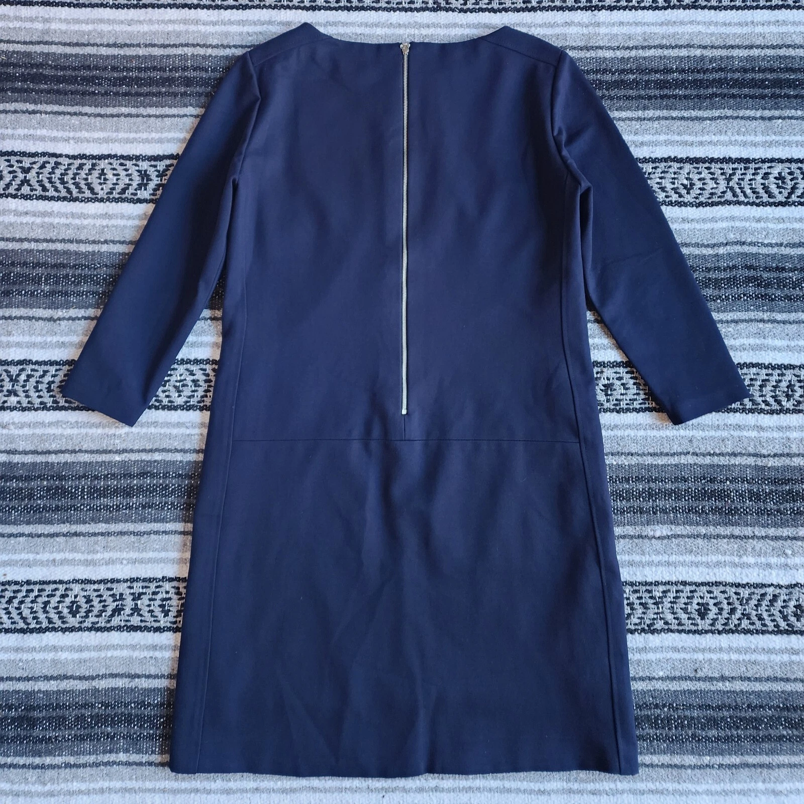 VETEMENTS Abito da carriera Antonio Melanie 8 scollo barca manica 3 4 sopra ginocchio cambio blu scuro