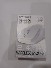 Bytech 2.4 Ghz White Wireless Mouse Plug And Play NEW