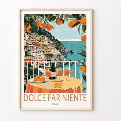 Dolce Far Niente Coast Travel Print, Dolce Far Niente Italy Oranges Travel