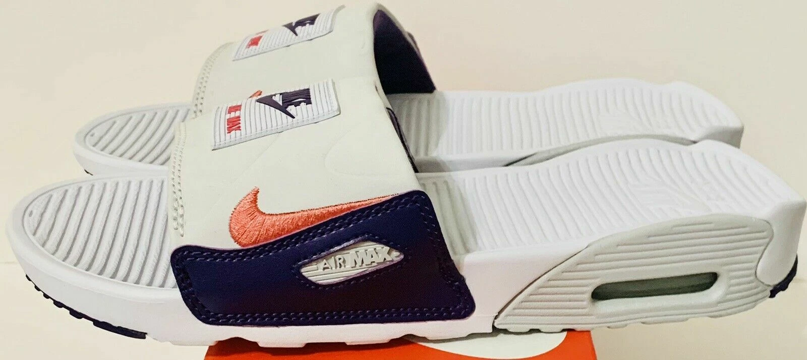 Pantofola donna Nike Air Max 90 Slide taglia 6 bianche melanzane fenicotteri CT5241 101