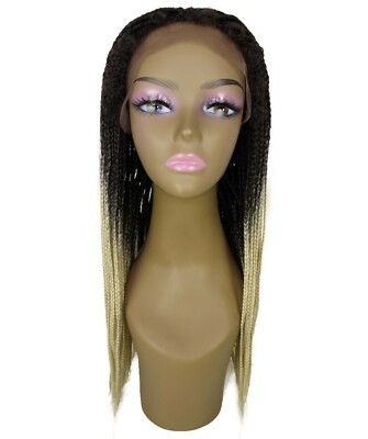 Layla Straight 27.5'' Long 4X4 Hand-Tied Lace Braid Wig, Black to Blonde Ombre