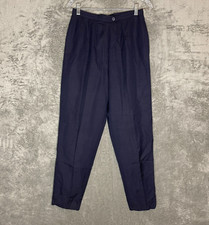 Vtg Talbots Women Viscose Linen Blend Acetate Lined High Rise Taper Pants 8 Blue