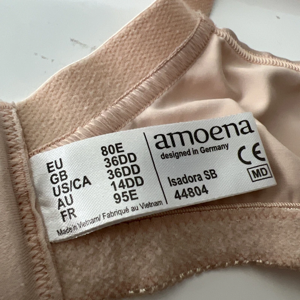 Sujetador Amoena Mujer 36DD Nude Beige Isadora SB Sin Alambres Floral Encaje Bolsillo Sujetador Foto 3 de 4