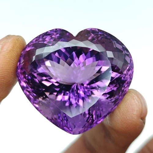 Certified Natural 100 Ct Beautiful Purple Amethyst Heart Shape gemstone - Picture 3 of 6