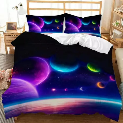 Sternenhimmel Bettwäsche Set Kissenbezüge 80x80 Anpassbar Bettbezug 135x200 - Bild 7 von 16