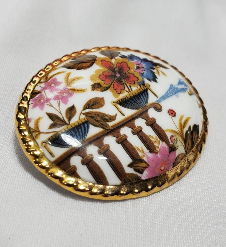 Vintage Aynsley Painted Bone China Brooch Pin View 3