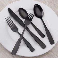 20-Piece Black Silverware Set for 4, Stainless Steel Flatware Utensils Kitchens