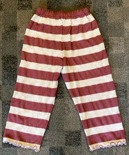 Vintage Girls Striped Burgundy Taupe Handmade Wool Blend High Waist Pants