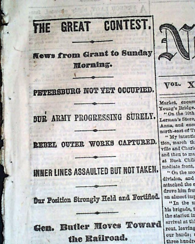 2nd Second Battle of Petersburg Virginia Grant vs. Lee 1864 Civil 