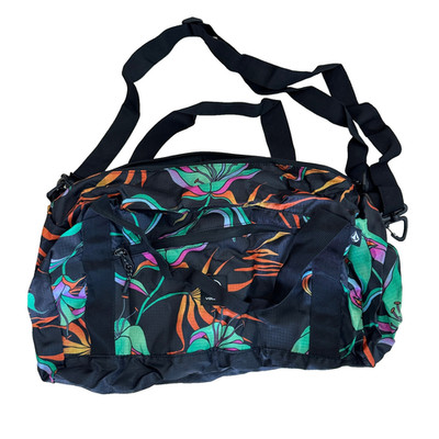 Volcom Packable Duffel Bag Black Streetwear Travel Gym Lightweight 10 X 18 X 10