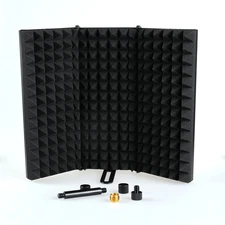 Microphone Isolation Shield, Foldable Mic Shield with Triple Sound Insulation,