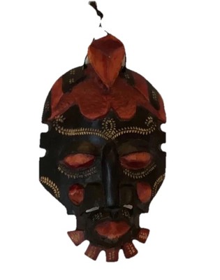 Vintage Wood Hand Carved Tribal Mask Wall Hanging 7  JAMBO FROM KENYA