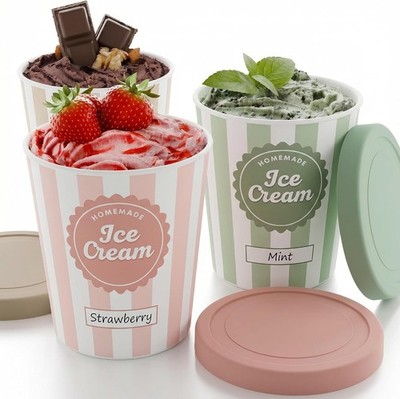  Set of 3 Reusable Ice Cream Containers 1 Quarts ea. - Perfect for Homemade Sorb