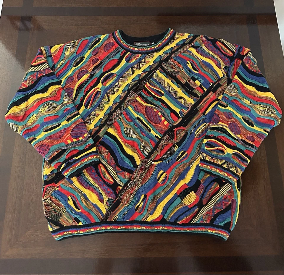 Tundra Canada XL VTG Rainbow Knit Pullover Sweater Biggie 90s Hip Hop Cosby - Image 2 of 4