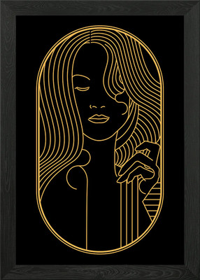 GEOMETRISCHES VEKTOR MÄDCHEN gerahmtes Wandbild Poster Leinwanddruck Bild