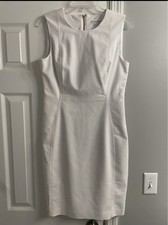 Calvin Klein Sleeveless Crew Neck Scuba Sheath Dress White  Women’s 8