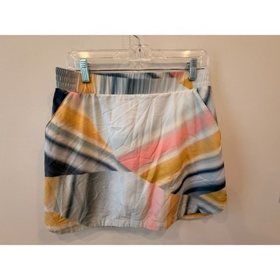 CALIA Womens Abstract Geometric Print Active Skort Yellow Pink Blue Size M