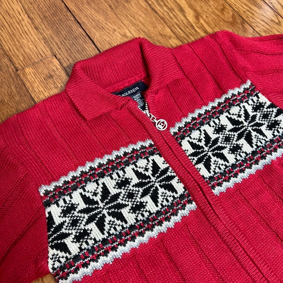 Chaqueta Suéter Y2K Eagles Eye Fair Isle Cremallera Completa Mezcla de Lana Niños Talla Pequeña 4/5 Foto 4 de 4
