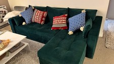 Dako Green Tufted Corduroy L-Shaped Chaise Sofa 5 Seater 230x150cm