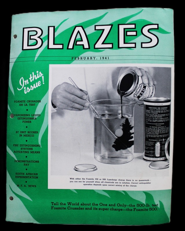 BLAZES MAGAZINE FEBRUARY 1941 AMERICAN LA FRANCE FOAMLITE CORP FIREFIGHTING NEWS