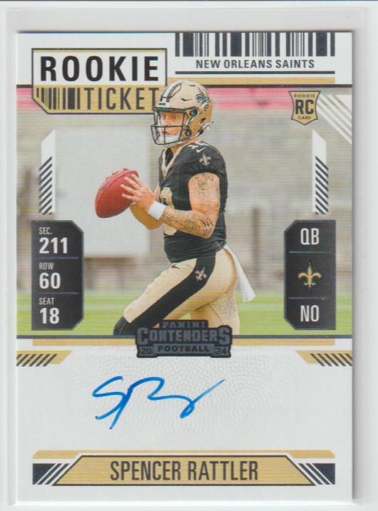 SPENCER RATTLER 2024 CONTENDERS ROOKIE TICKET AUTOGRAPH RC AUTO