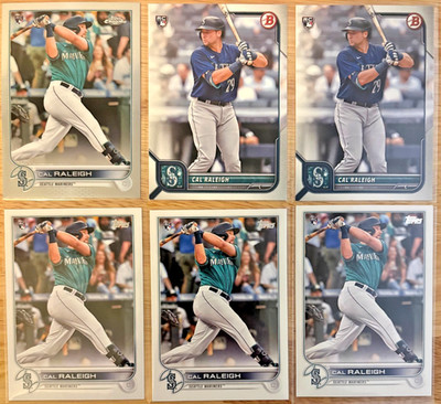 (6x) Cal Raleigh 2022 Topps & Bowman Rookie Lot (RC) w/ 1x CHROME! #7