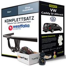 Für VW Caddy IV Alltrack Typ SAA,SAB Anhängerkupplung starr +eSatz 7pol 15- Kit