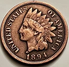 1894 Indian Head Cent Penny Low Mintage Antique US Coin Old Collection JC1809