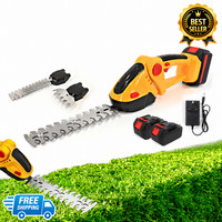 Cordless Electric Hedge Trimmer Garden Branch Cutter with 2 Batteries &Charger
