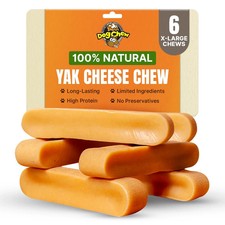 XL Yak Cheese Dog Chews 6 Sticks - Himalayan Extra Large Long Lasting Dog Treats