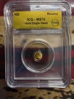 .9999 Fine Gold Eagle Head 1/500 OZ ICG MS70 Round ND