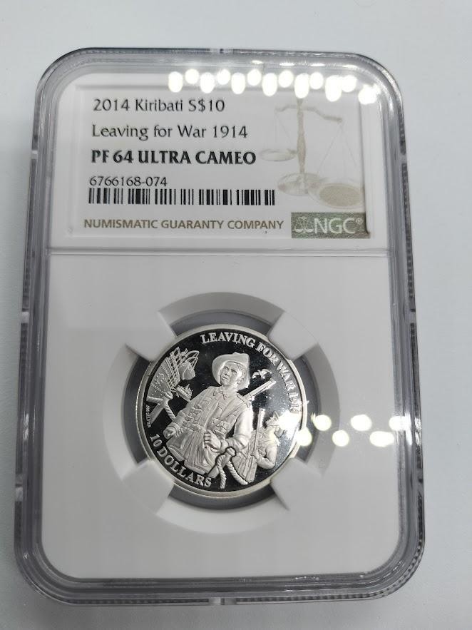NGC PF64 キリバス 2014第1次世界対戦出征100年 $10 NGC PF64UCAM Kiribati 2014 100th Anniversary of World War I