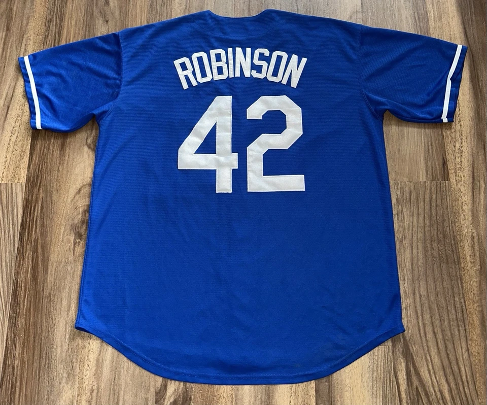 Camiseta Jackie Robinson #42 Brooklyn Dodgers Talla XL Azul COSIDA LETRAS Kooy Foto 2 de 4