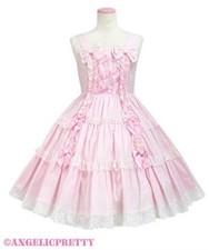 Preview of Angelic Pretty Shoulder Ribbon Jumper Dress Jumper Dress Pink Lolita