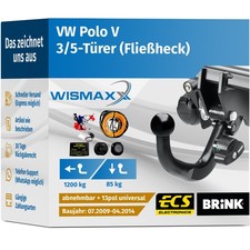 ANHÄNGERKUPPLUNG für VW Polo V 09-14 abnehmbar BRINK +13pol E-Satz ABE